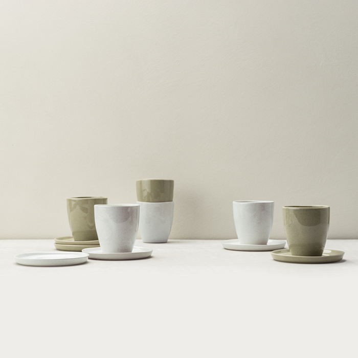 Cup & saucer Cream & Green